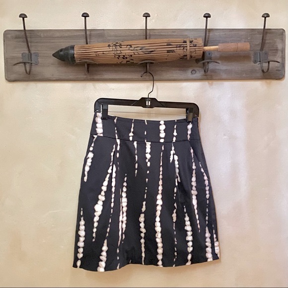 🪶3/$35 ANN TAYLOR Pockets Lined Black & Tan Tie-Dye Patterned Skirt-28 - Picture 8 of 16